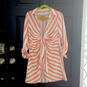 VICI STRIPED BUTTON DOWN SHIRT DRESS NWT